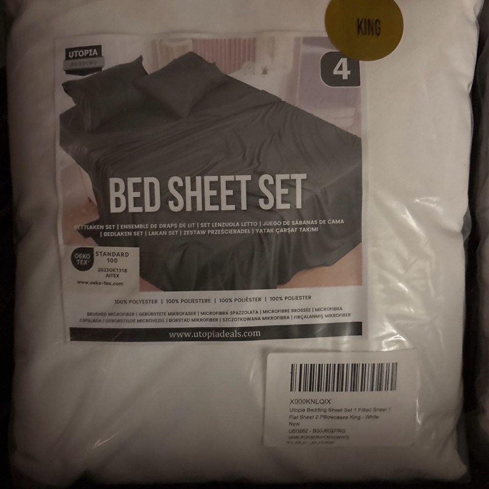 Utopia King Bed Sheet Set - White